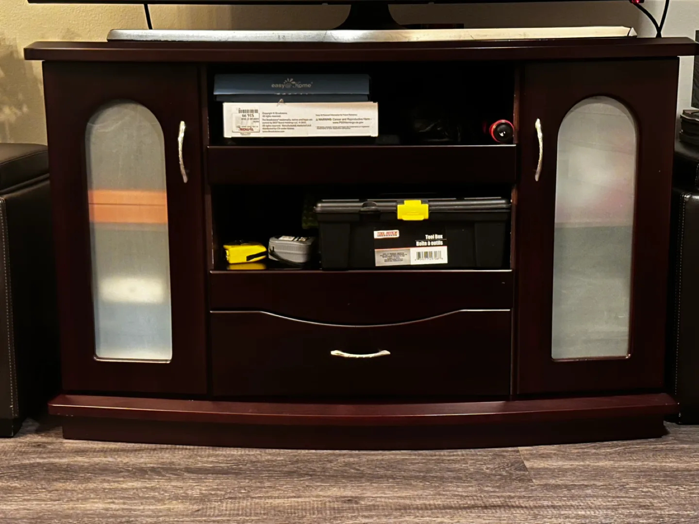 Dark Wood Entertainment Center with Storage thumbnail