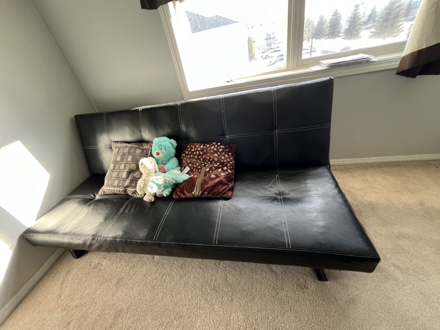 Black Faux Leather Futon