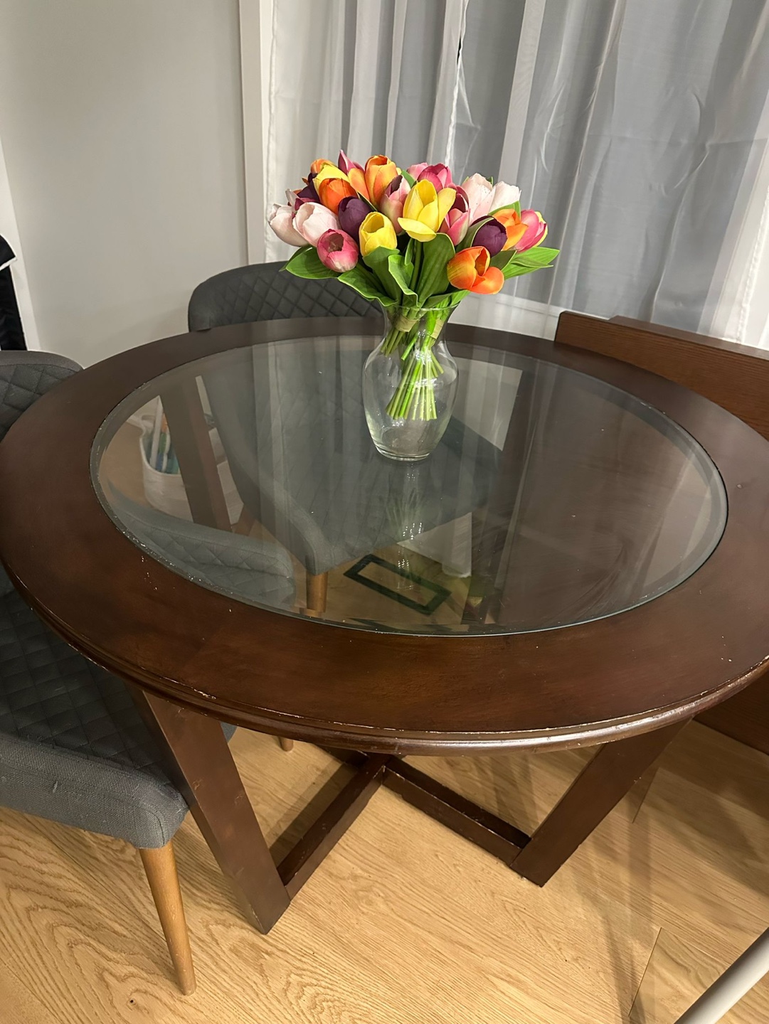 Round Glass Top Dining Table - photo 2