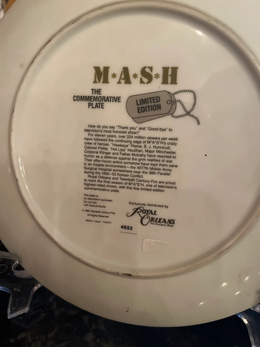 M*A*S*H Commemorative Plate image indicator(2)