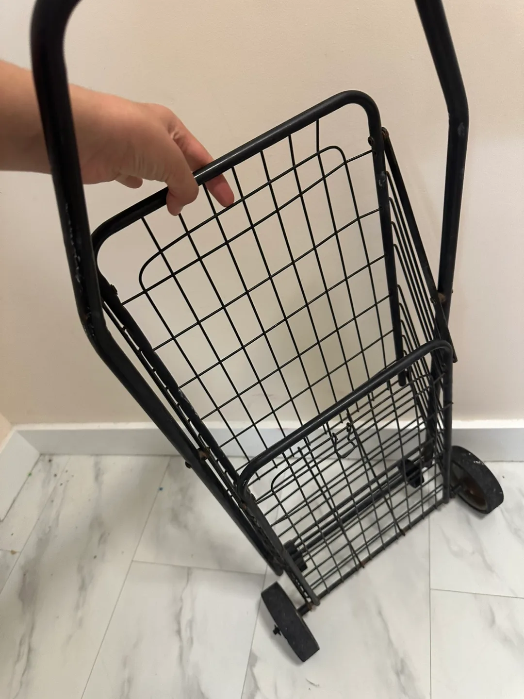 Black Metal Shopping Cart with Handle