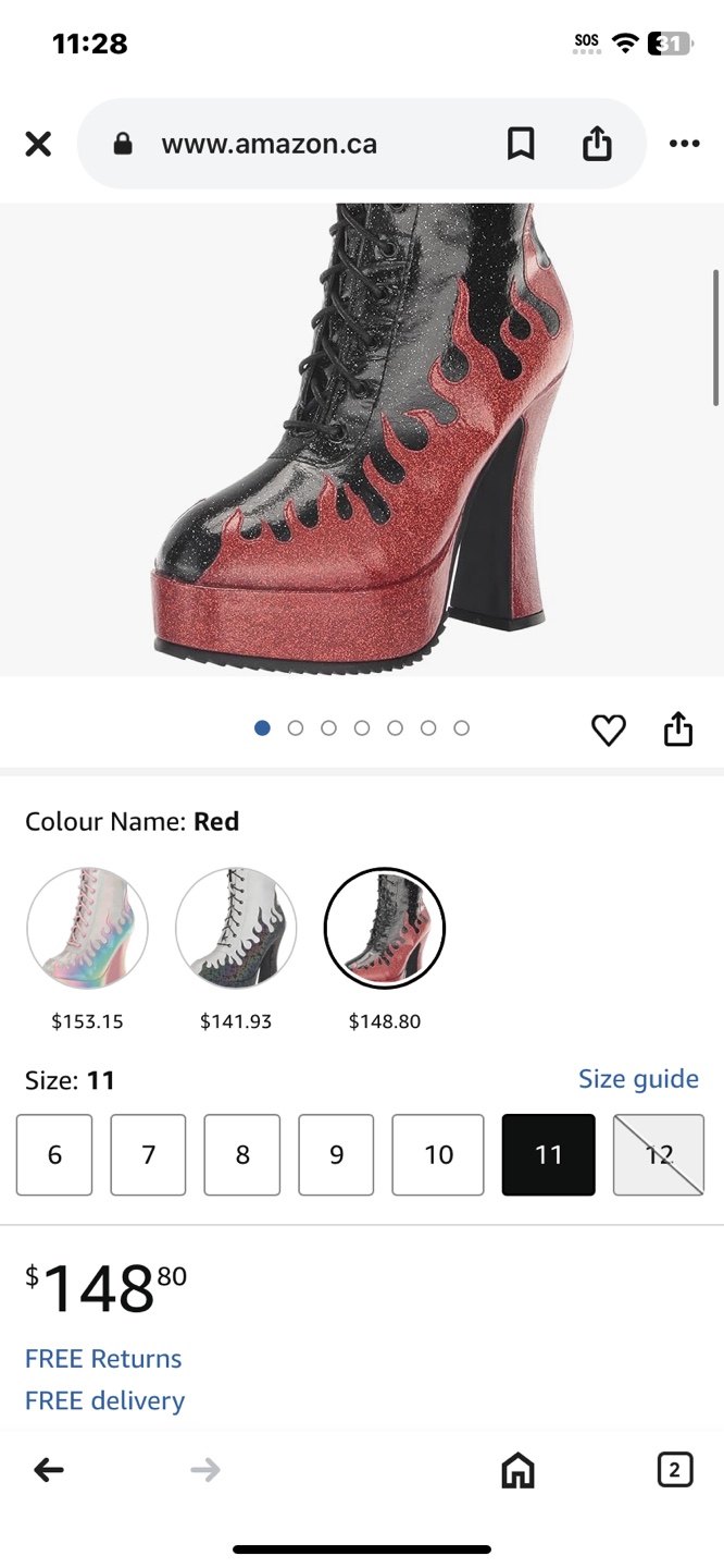 Demonia Flame Platform Boots - Size 11