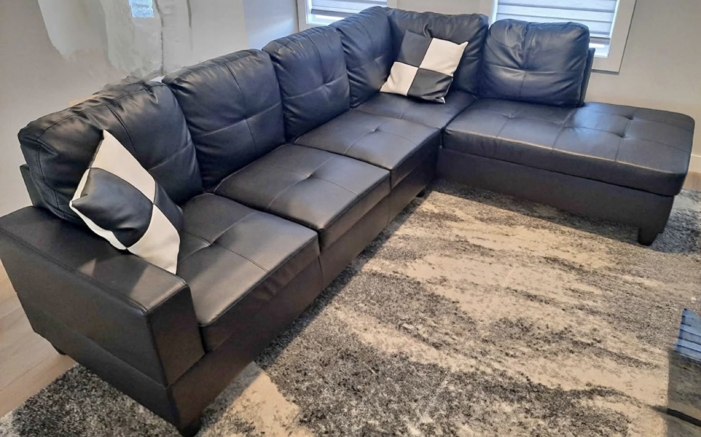 Black Leather Sectional Sofa