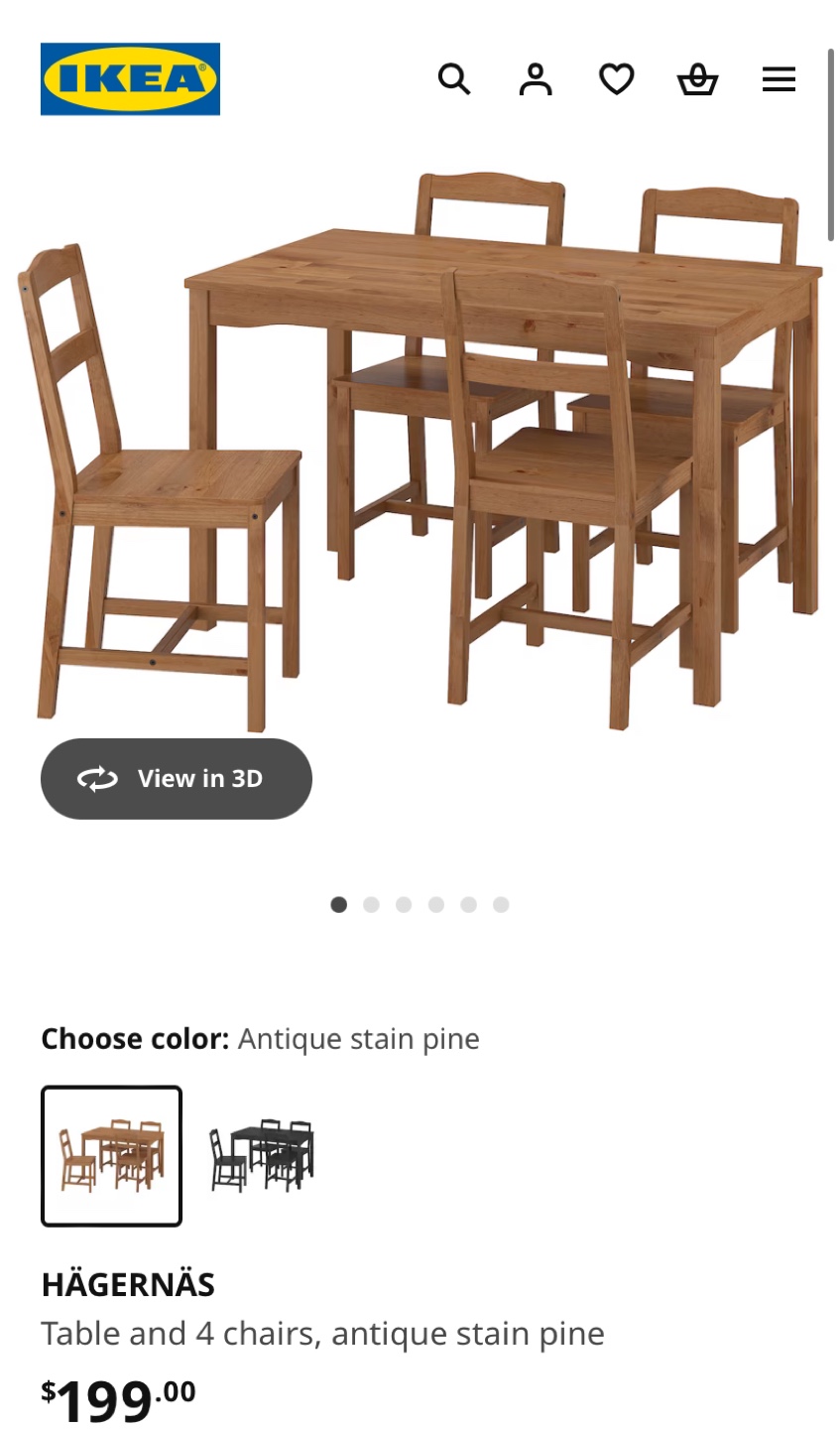IKEA HÄGERNAS Dining Table and 4 Chairs Set - Antique Stain Pine - photo 2
