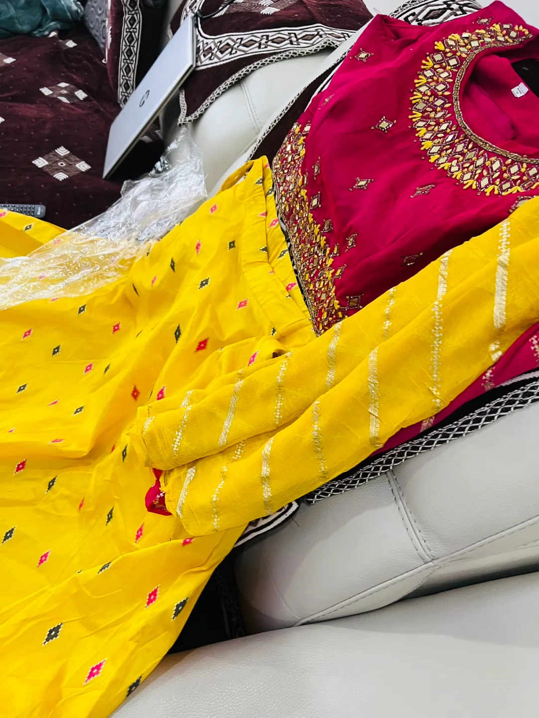 Beautiful Yellow and Pink Embroidered Choli and Lehenga Set image indicator(2)