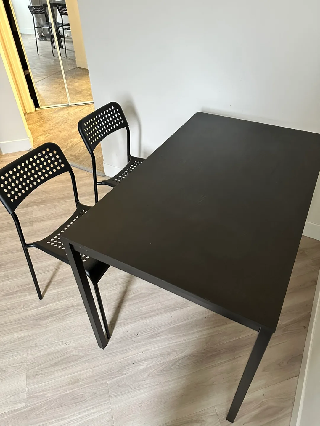Black Dining Table and Two Chairs Set thumbnail