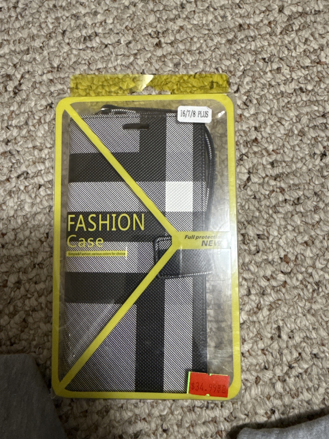 iPhone 6/7/8 Plus Wallet Case - Black and White Plaid