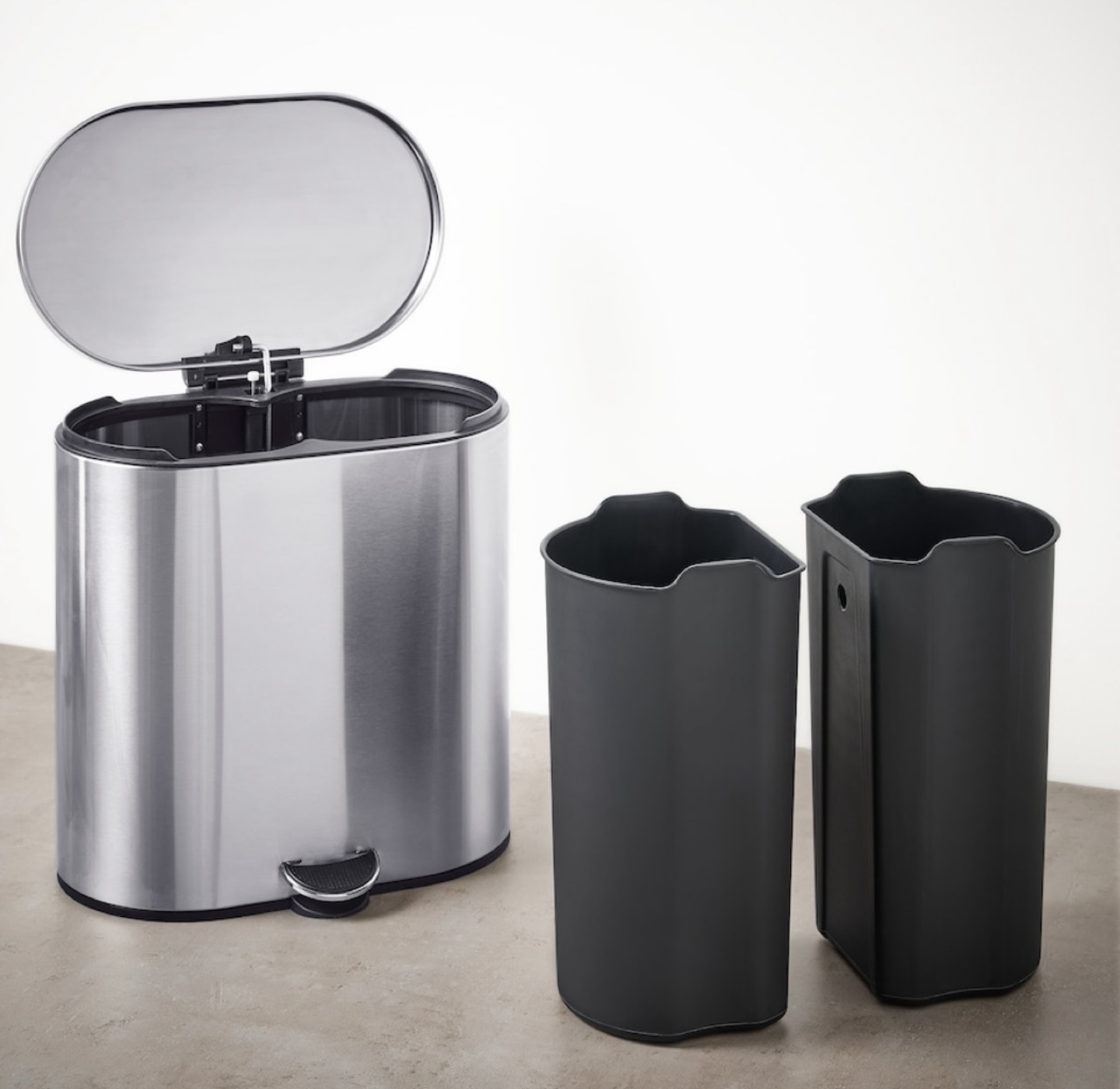 Stainless Steel Dual-Compartment Step Trash Can - photo 3