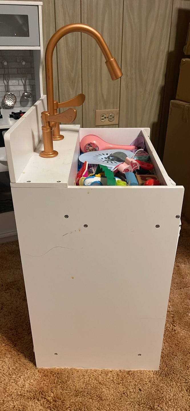 Kids' Wooden Play Kitchen Sink with Copper Faucet - photo 5