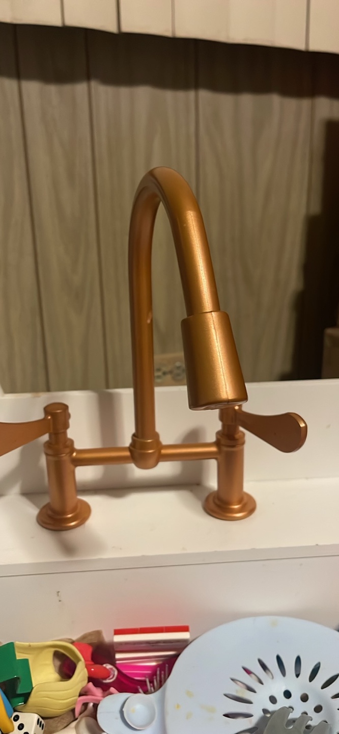 Kids' Wooden Play Kitchen Sink with Copper Faucet - photo 2
