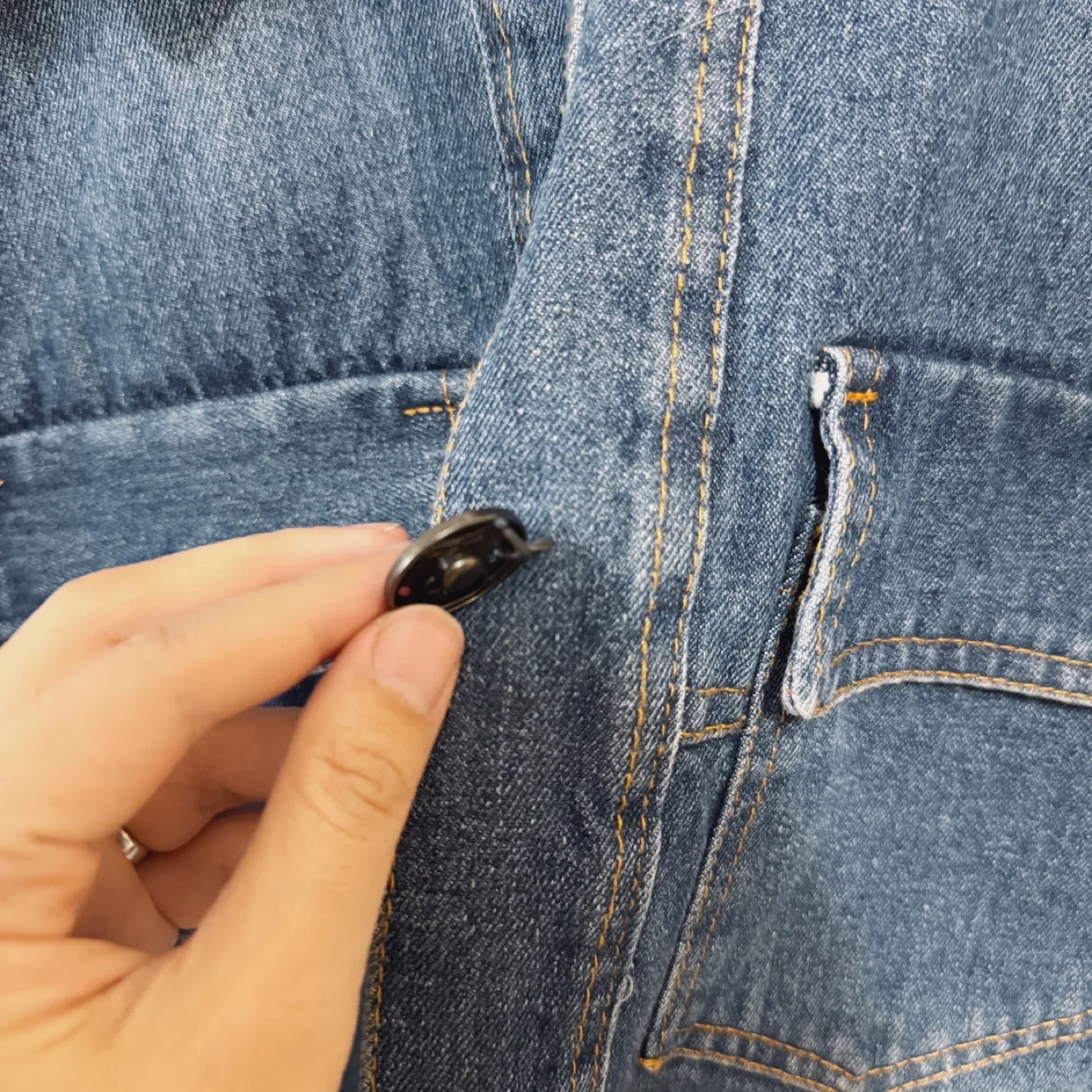 Vintage Denim Jacket with Real Rabbit Fur Collar image indicator(4)