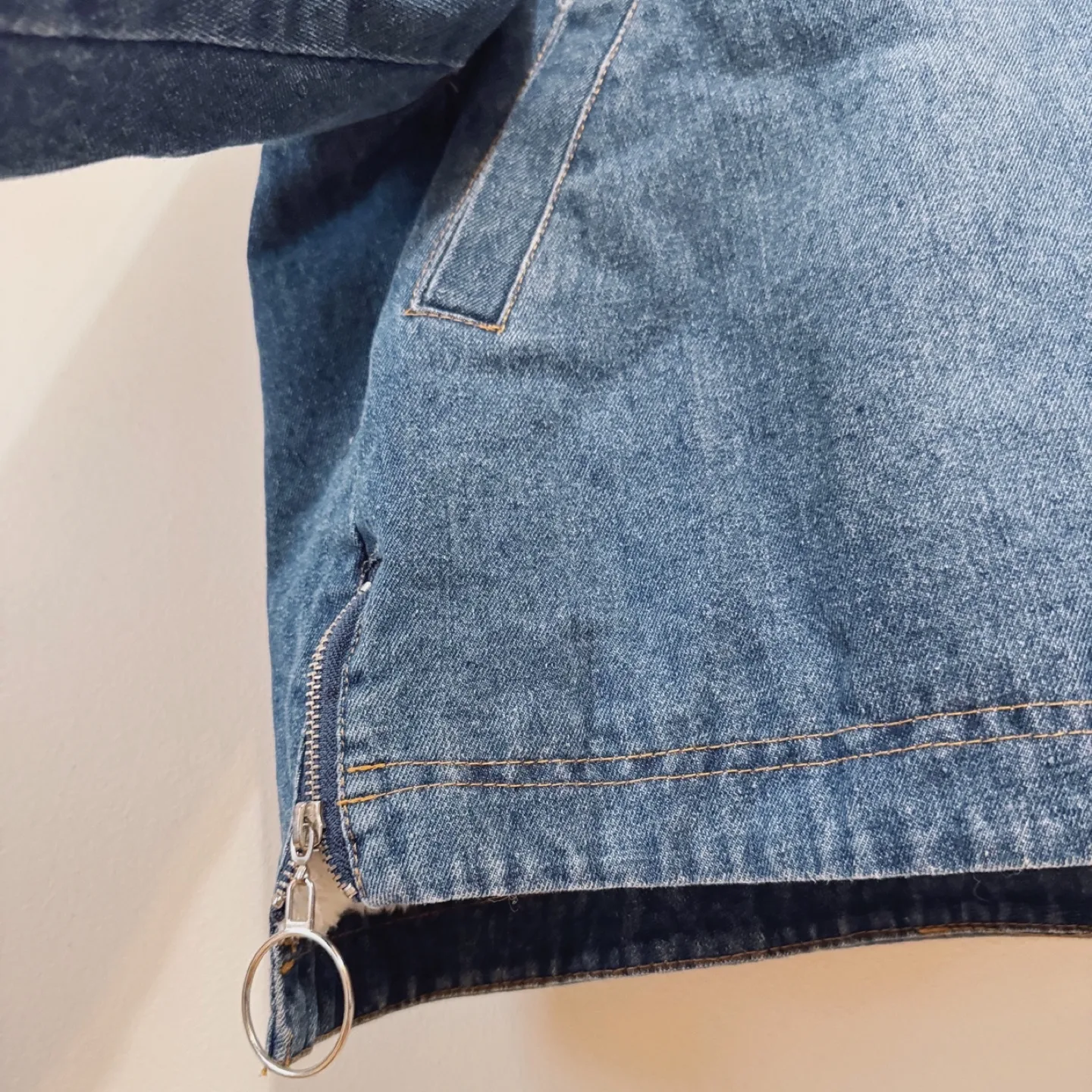 Vintage Denim Jacket with Real Rabbit Fur Collar image indicator(2)