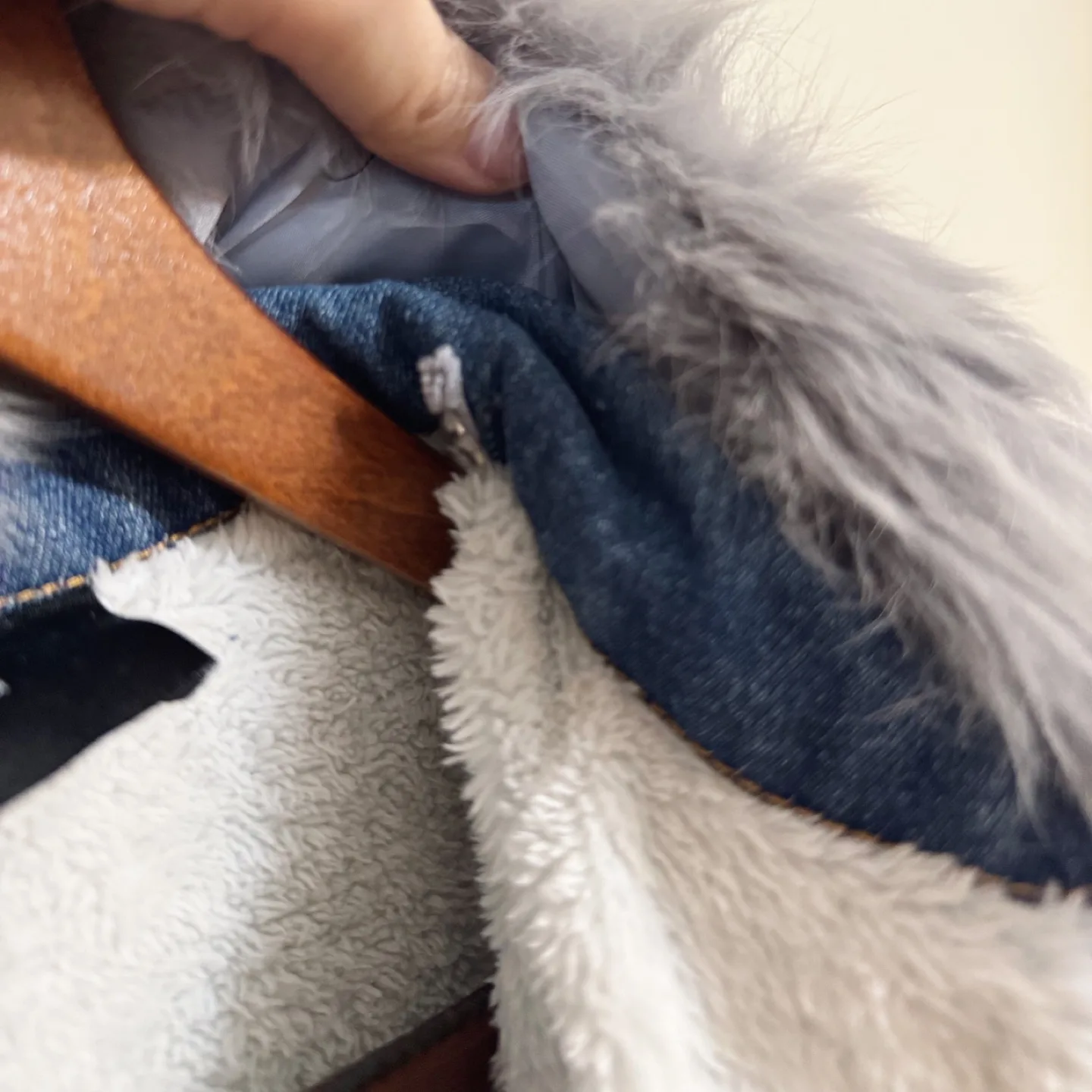 Vintage Denim Jacket with Real Rabbit Fur Collar image indicator(7)