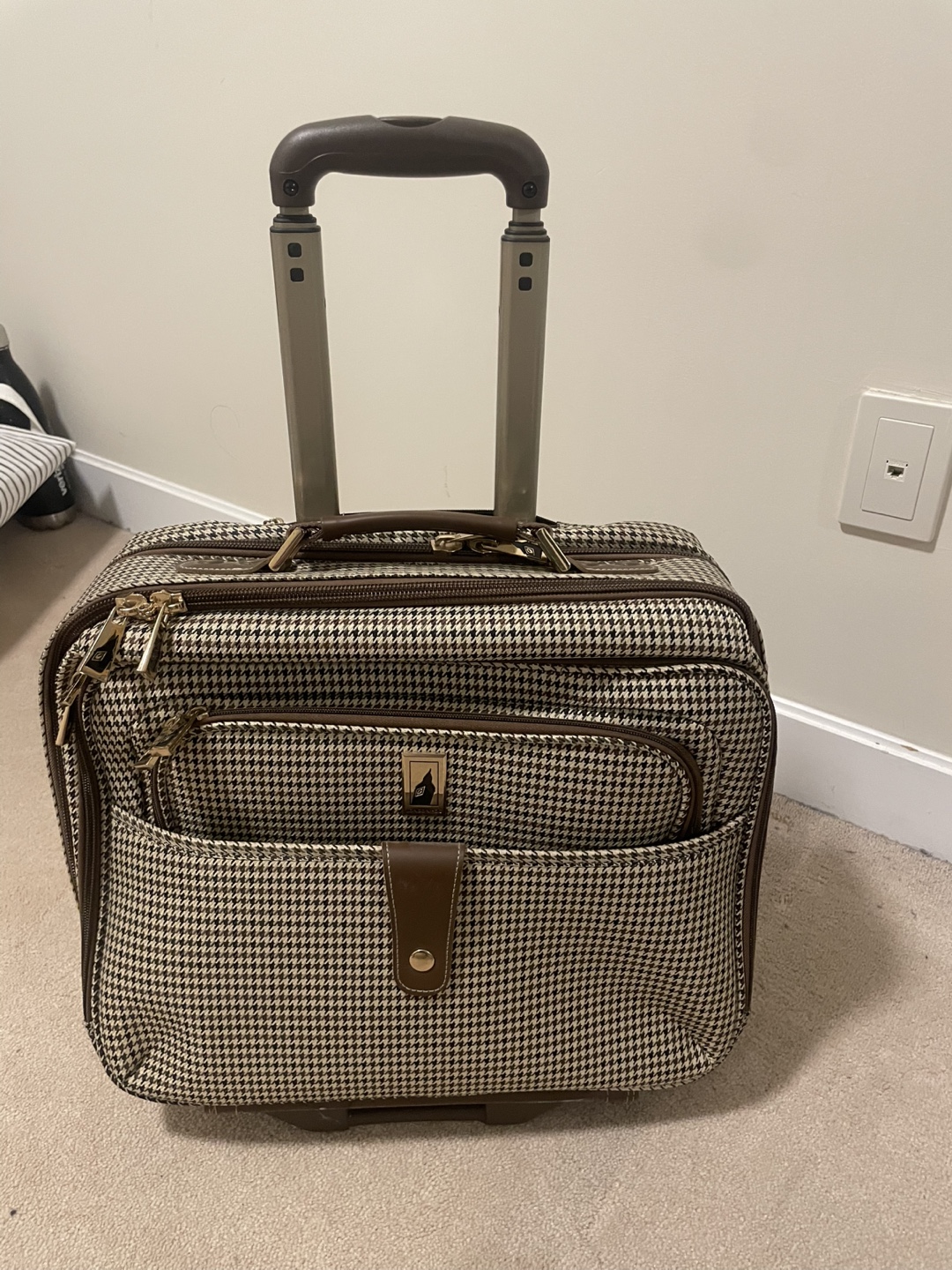 Rolling Travel Suitcase - Houndstooth Pattern