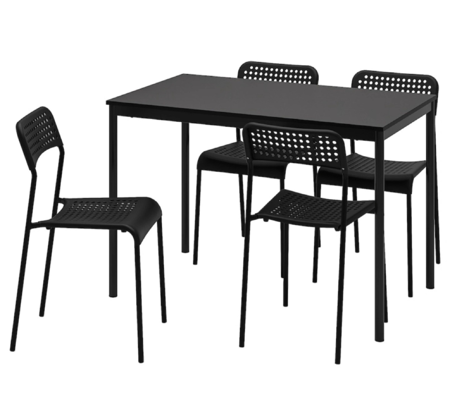 IKEA INGOLF Black Dining Table and 4 Chairs Set