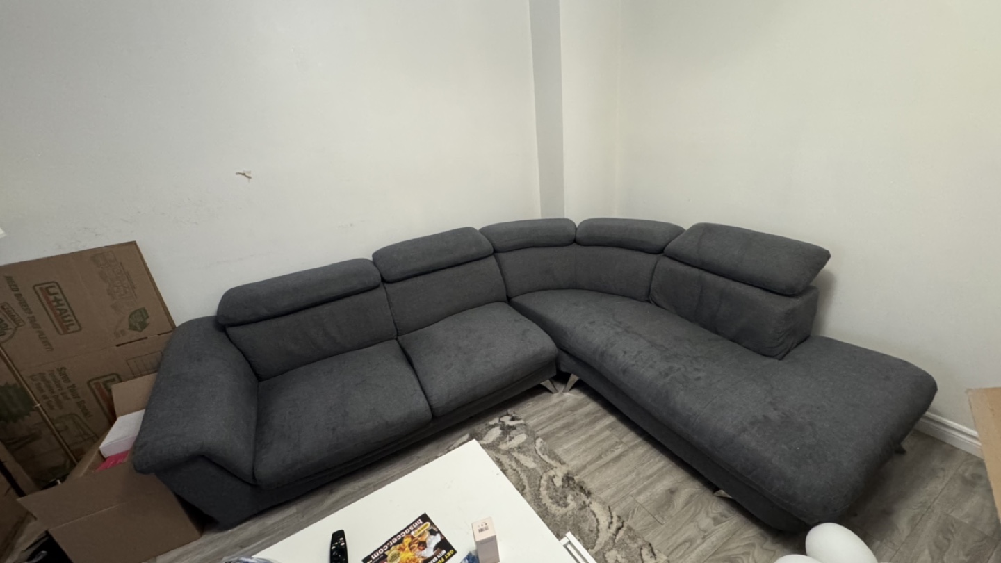 Grey L-Shaped Sectional Sofa - photo 3