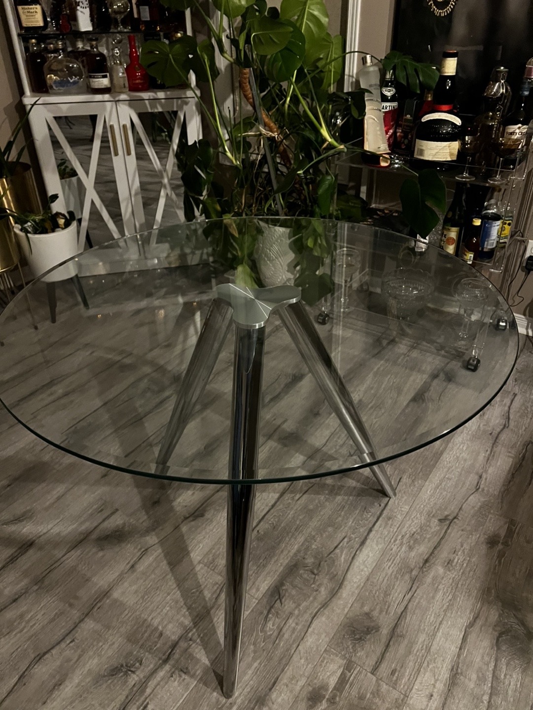 Glass Top Round Dining Table with Chrome Legs - photo 3
