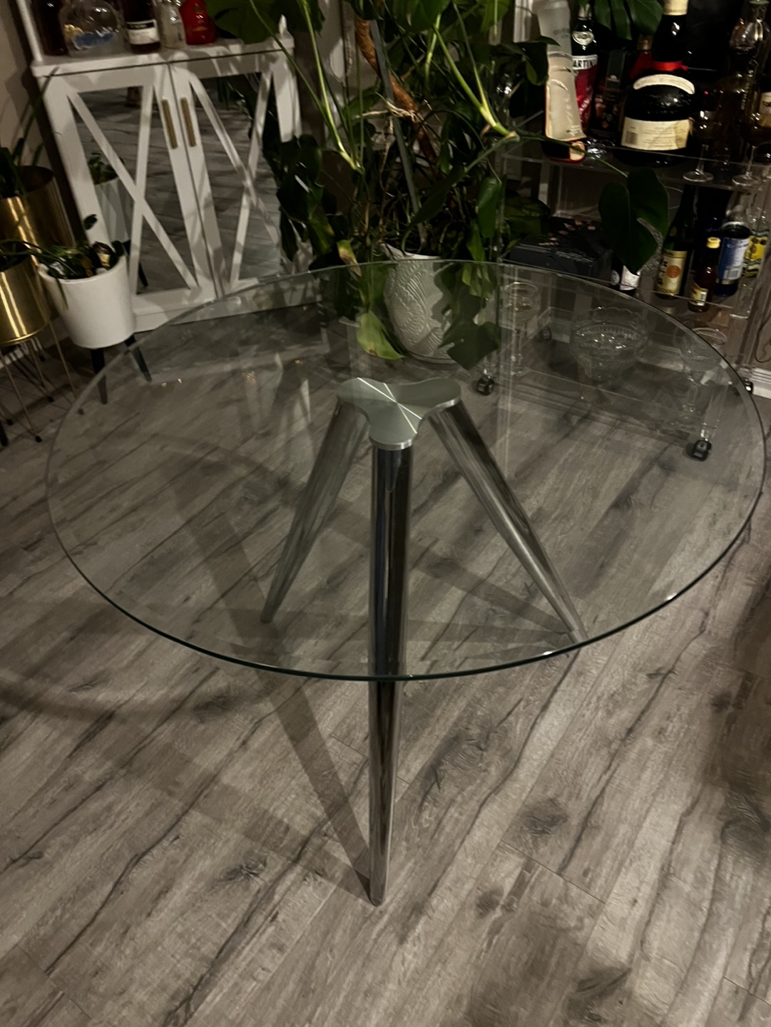 Glass Top Round Dining Table with Chrome Legs - photo 2