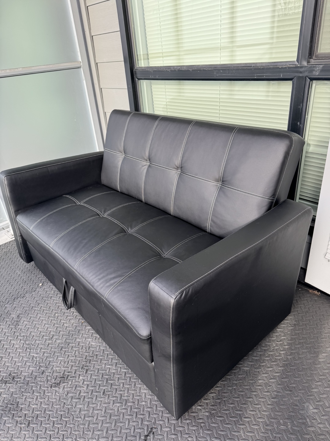 Black Faux Leather Futon Sofa Bed