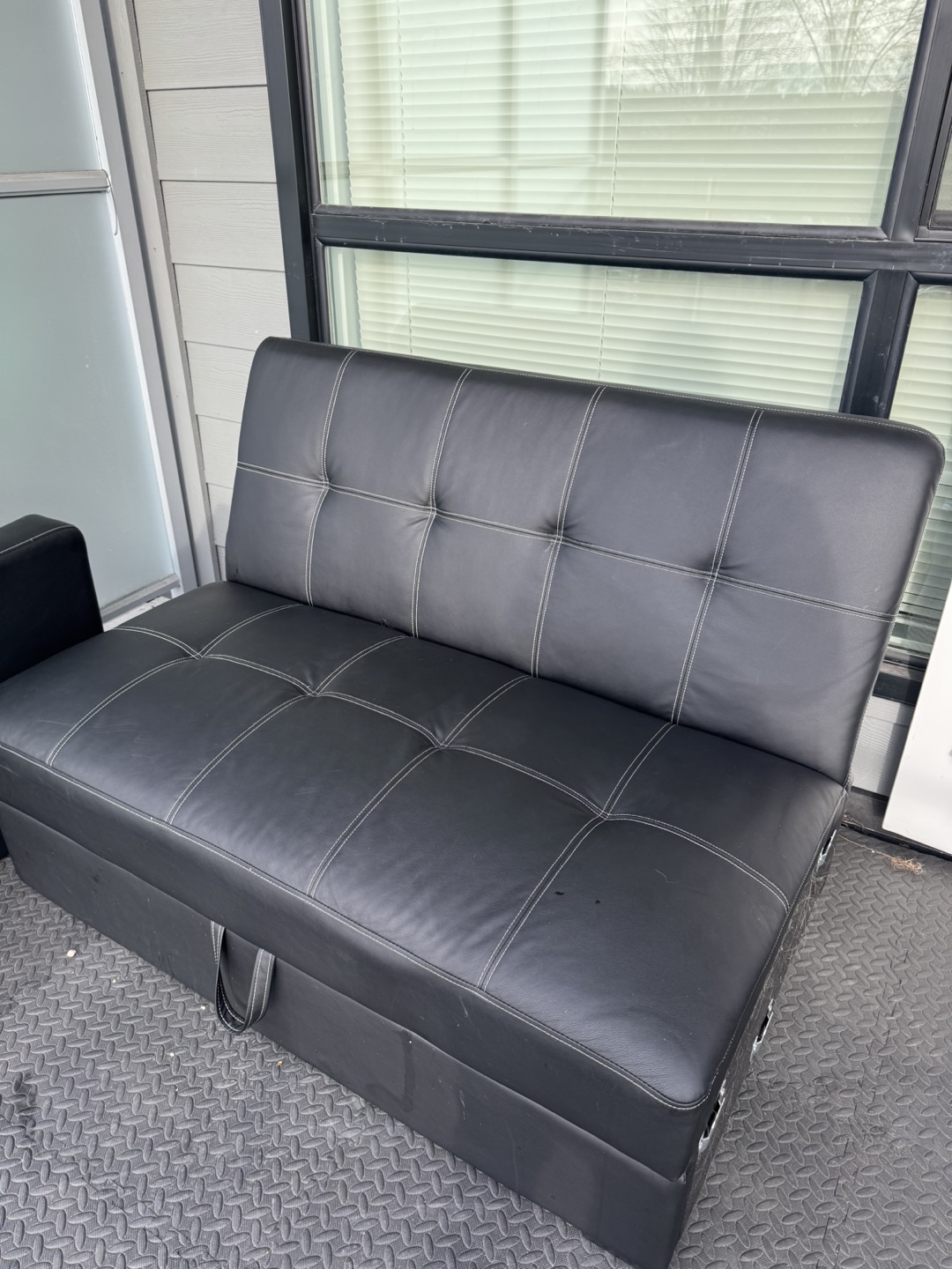 Black Faux Leather Futon Sofa Bed - photo 2