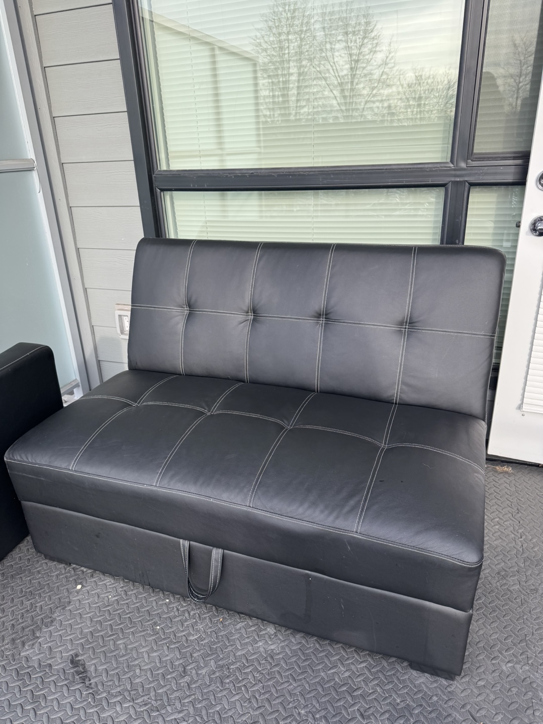 Black Faux Leather Futon Sofa Bed - photo 3