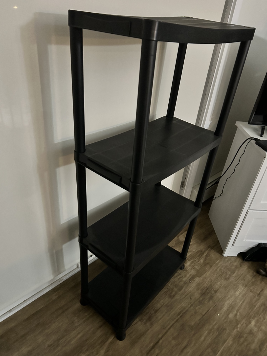 Black Plastic 4-Tier Shelving Unit (3 shelves available) - photo 3