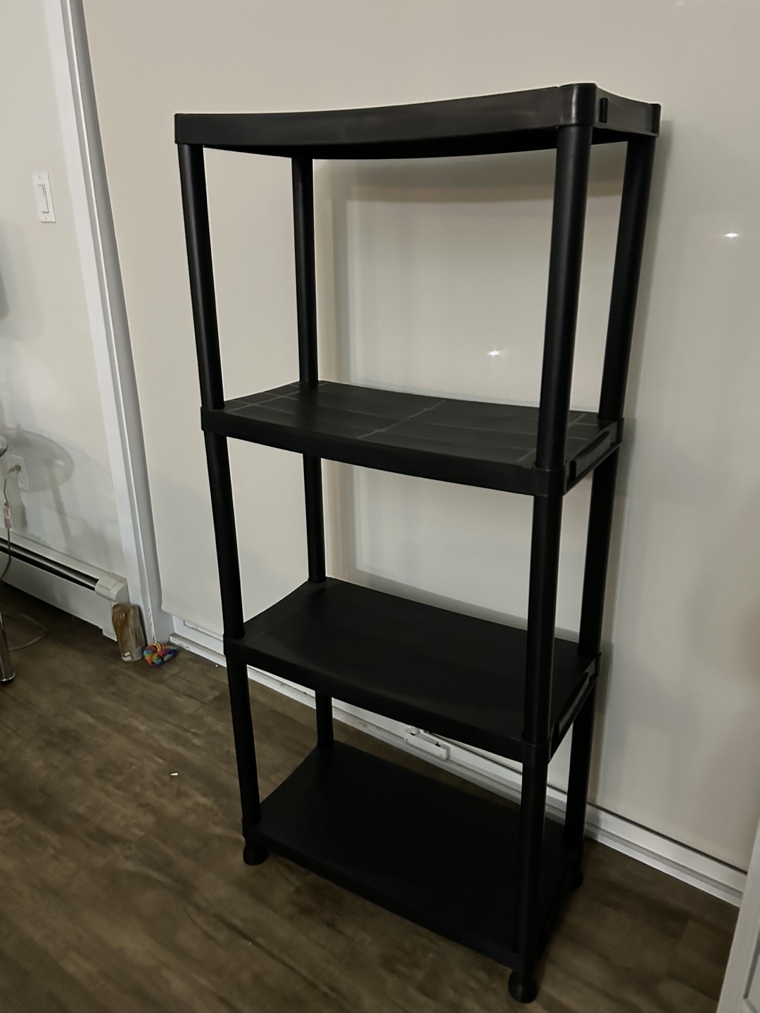 Black Plastic 4-Tier Shelving Unit (3 shelves available)