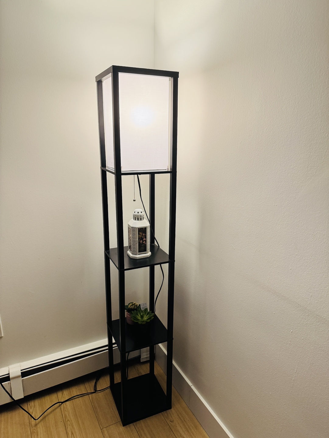 Black Floor Lamp with Shelves - photo 3