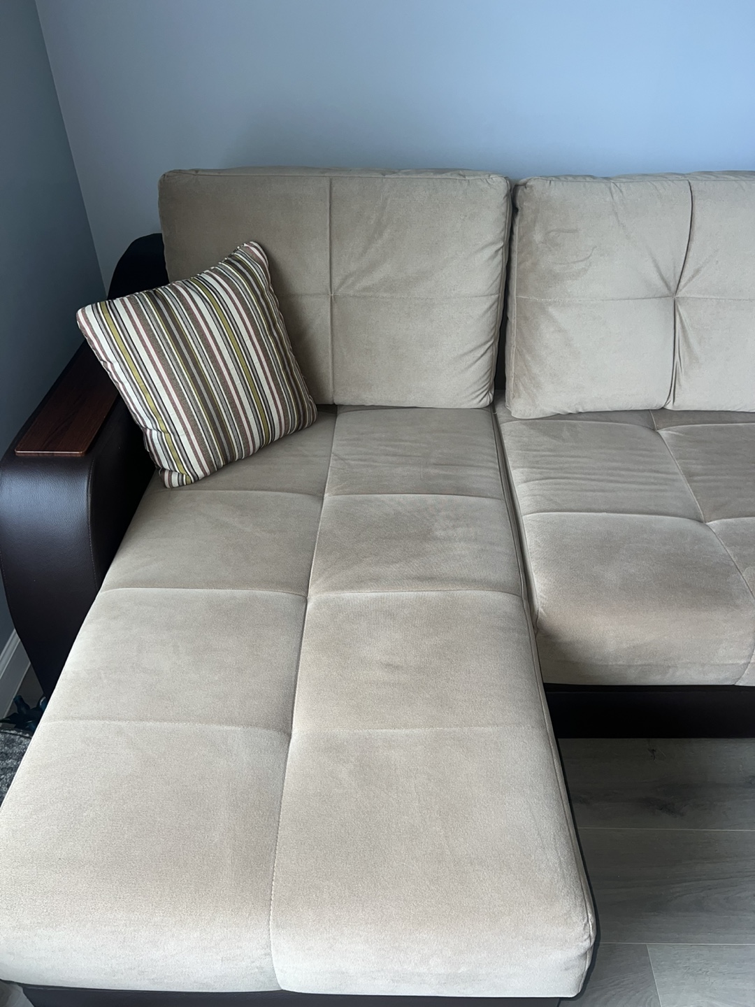 Beige Sectional Sofa with Pull-Out Bed - photo 3