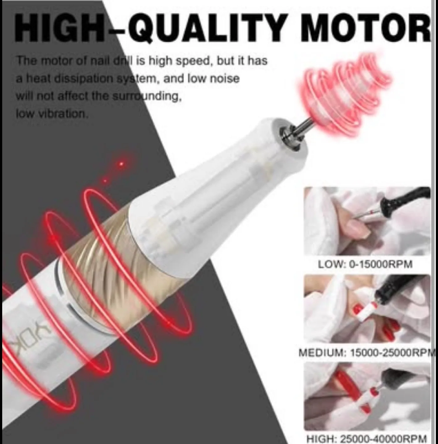 YONEFELLOW Rechargeable Electric Nail Drill Kit image indicator(4)