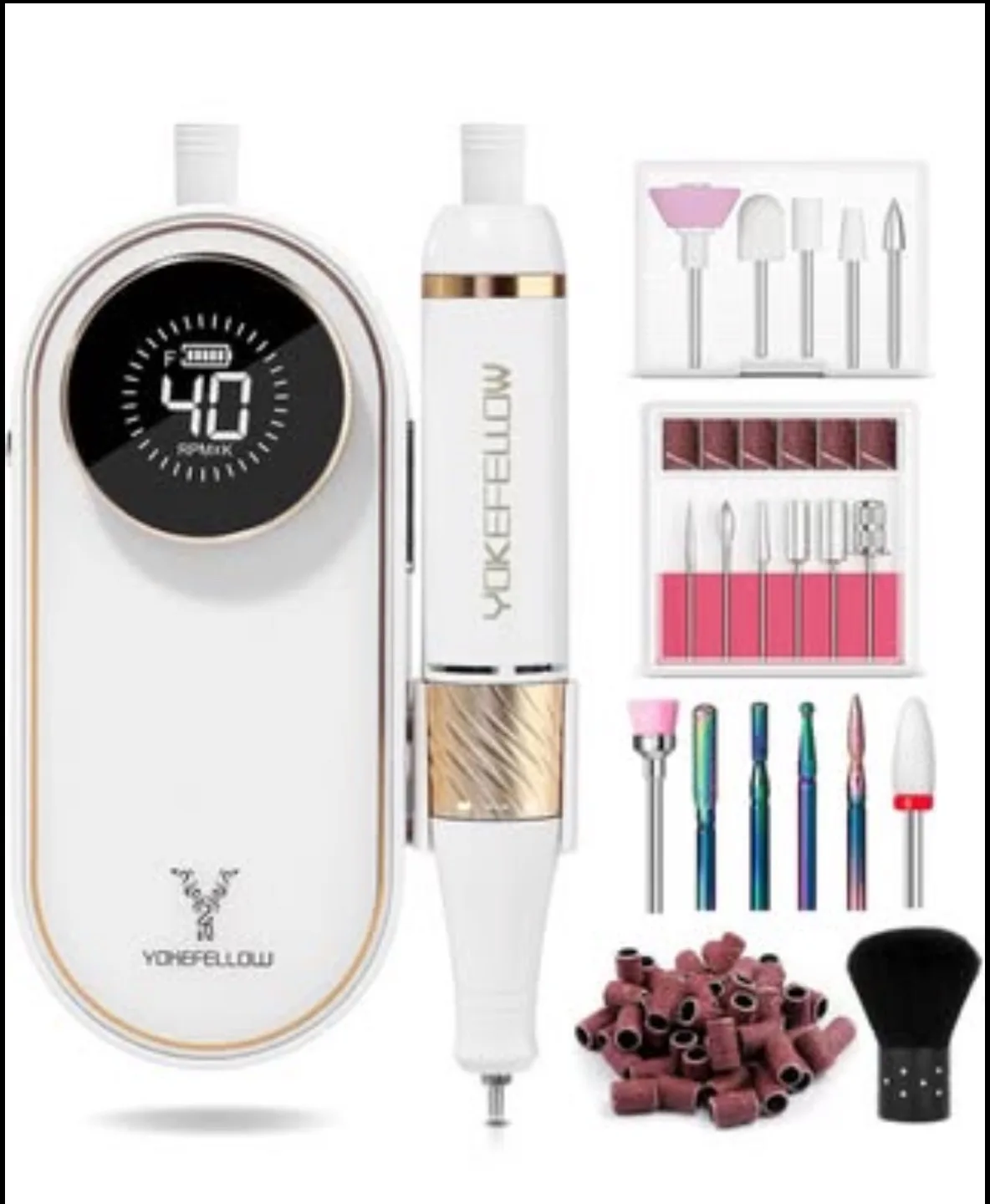 YONEFELLOW Rechargeable Electric Nail Drill Kit image indicator(3)