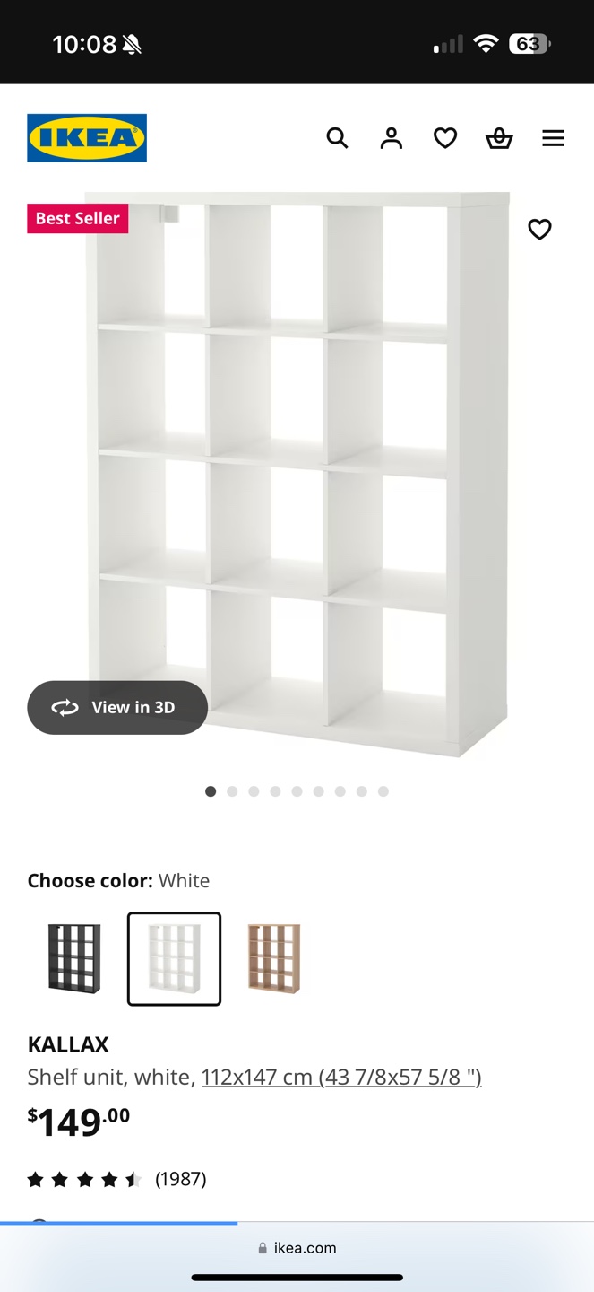 IKEA Kallax 12 Cube Shelving Unit - White - photo 3