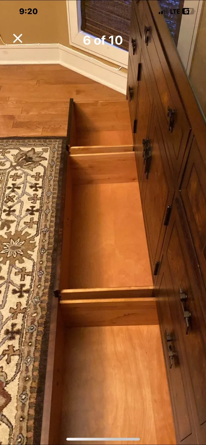 Beautiful Wood Dresser with Glass Top image indicator(6)