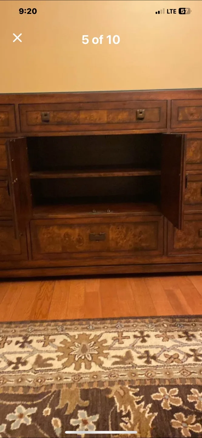 Beautiful Wood Dresser with Glass Top image indicator(3)
