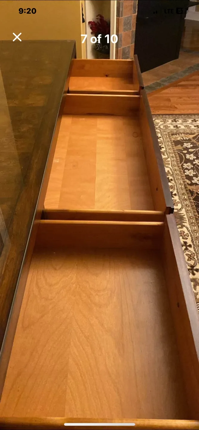 Beautiful Wood Dresser with Glass Top image indicator(7)