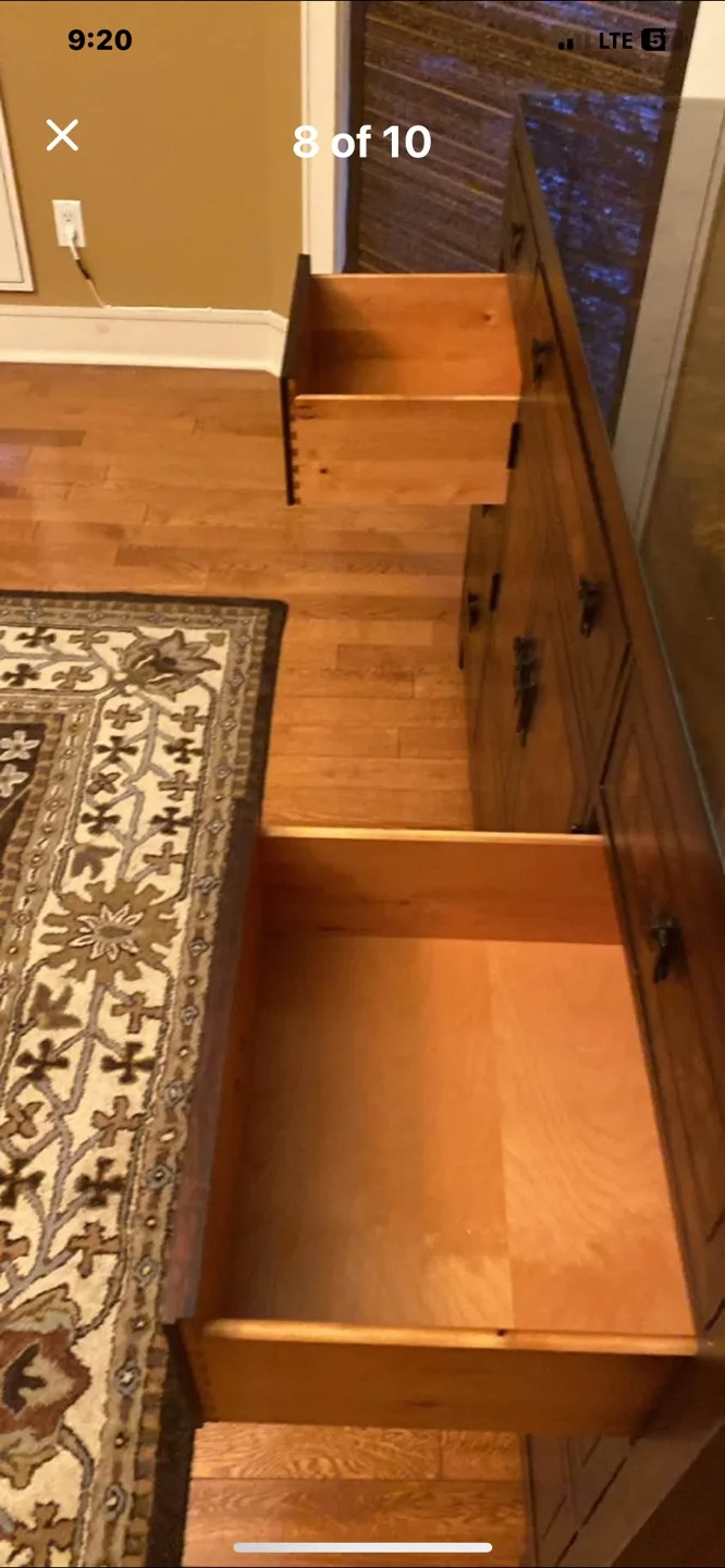 Beautiful Wood Dresser with Glass Top image indicator(8)