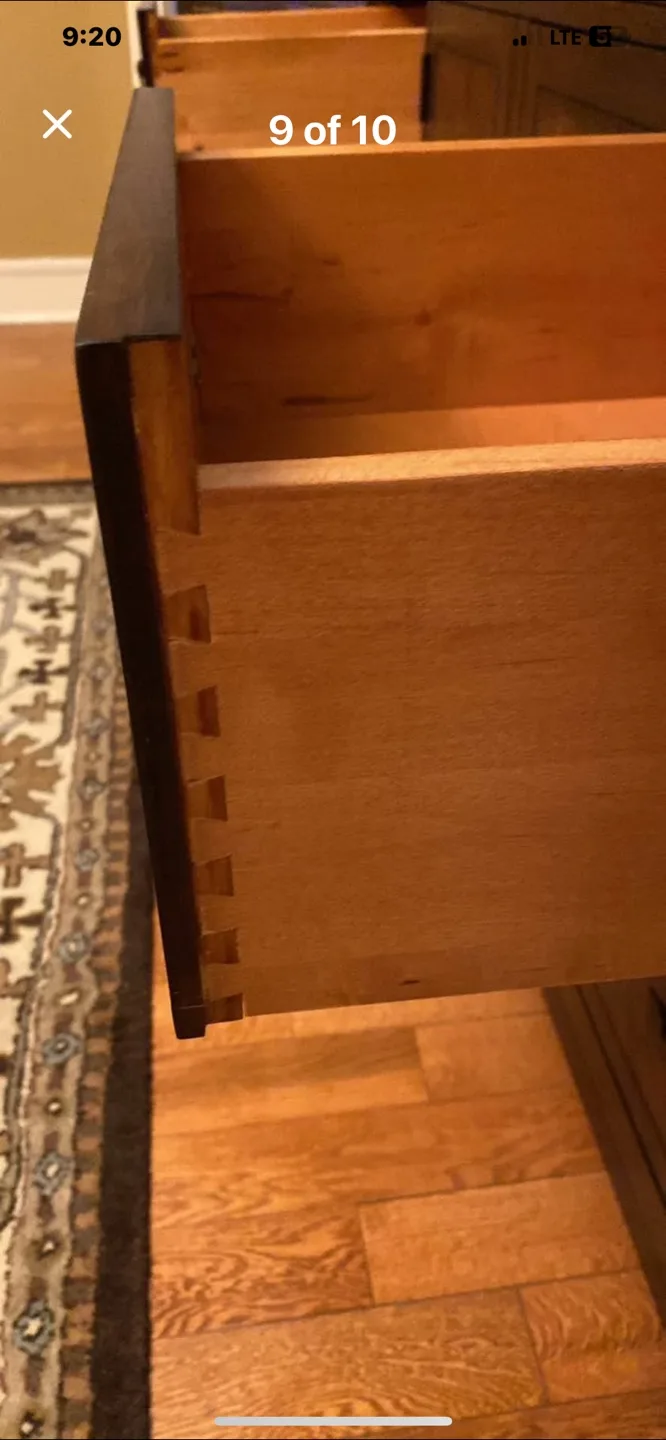 Beautiful Wood Dresser with Glass Top image indicator(9)