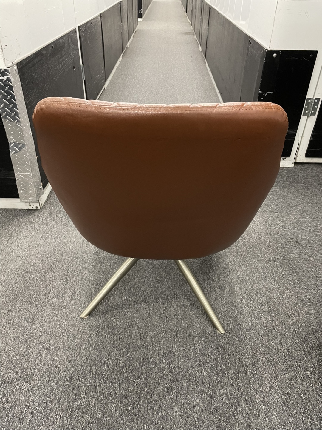 Brown Leather Swivel Accent Chair - photo 3