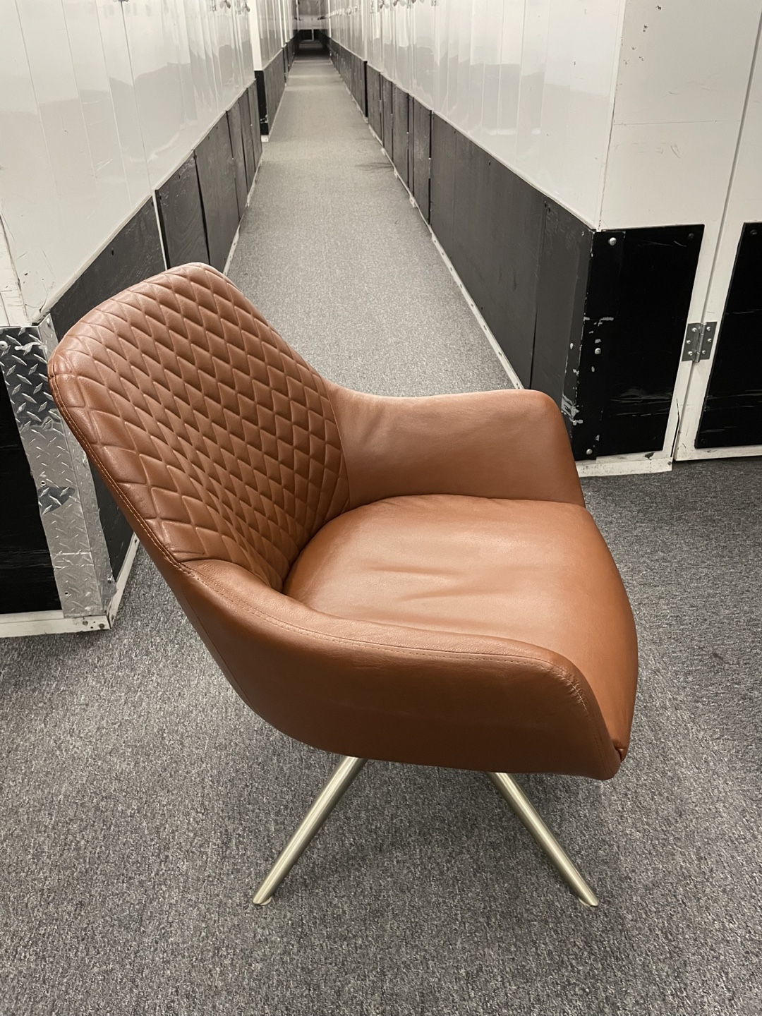 Brown Leather Swivel Accent Chair - photo 4