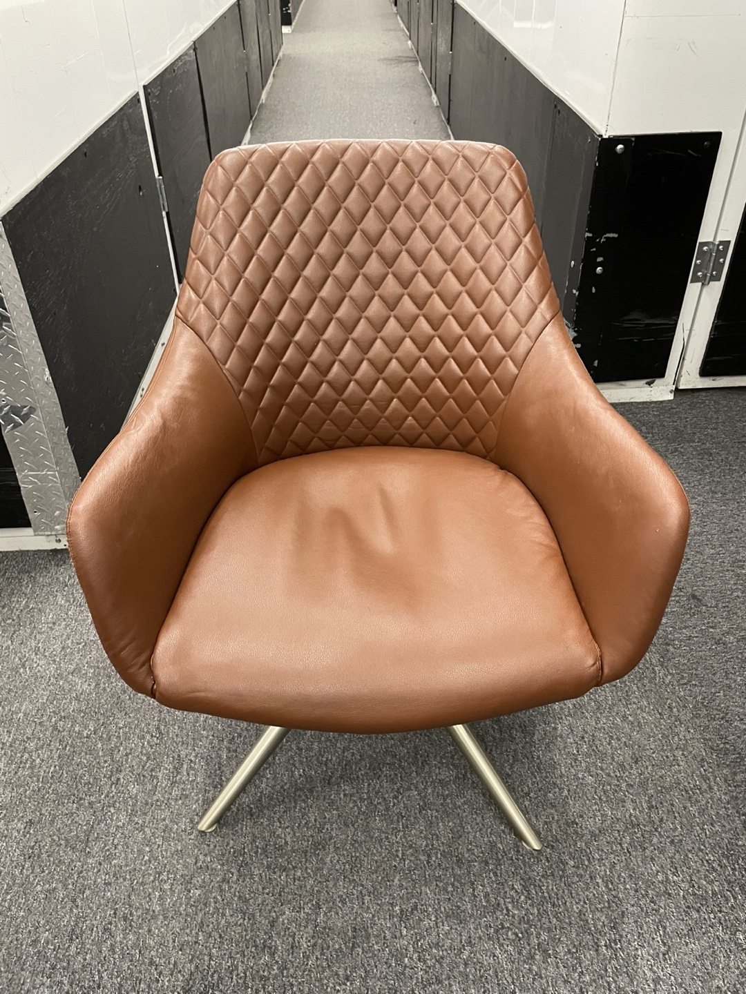 Brown Leather Swivel Accent Chair