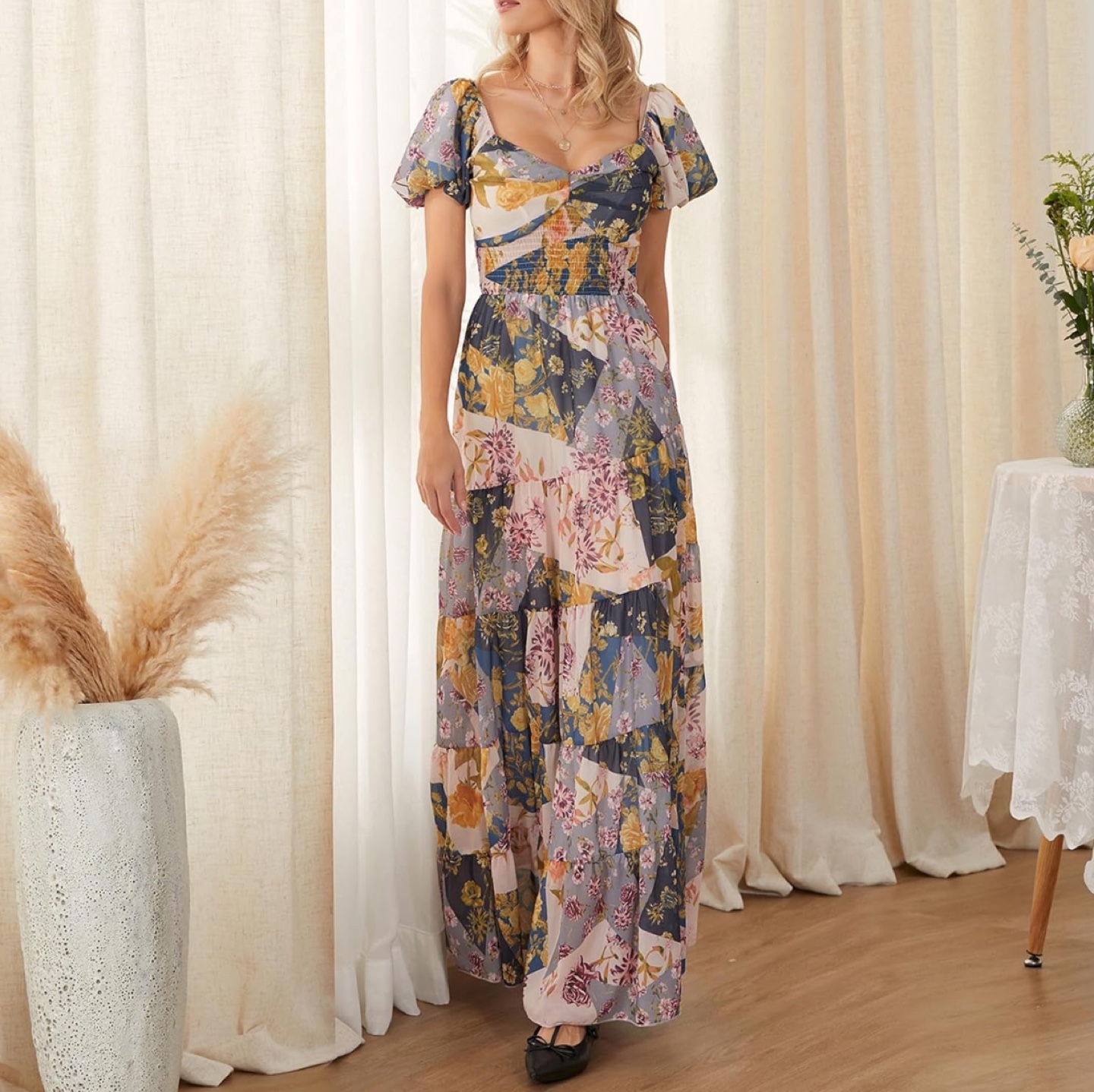 NEW! Gorgeous Floral Maxi Dress with Puff Sleeves - photo 4