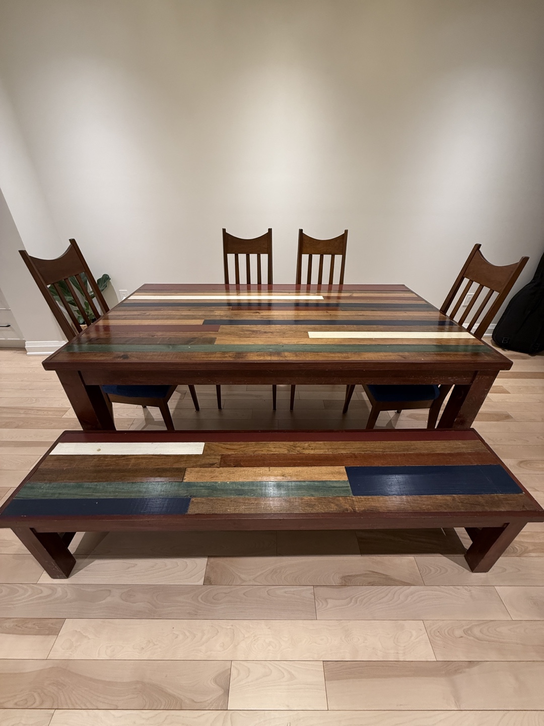 Rustic Farmhouse Dining Table Set with Bench