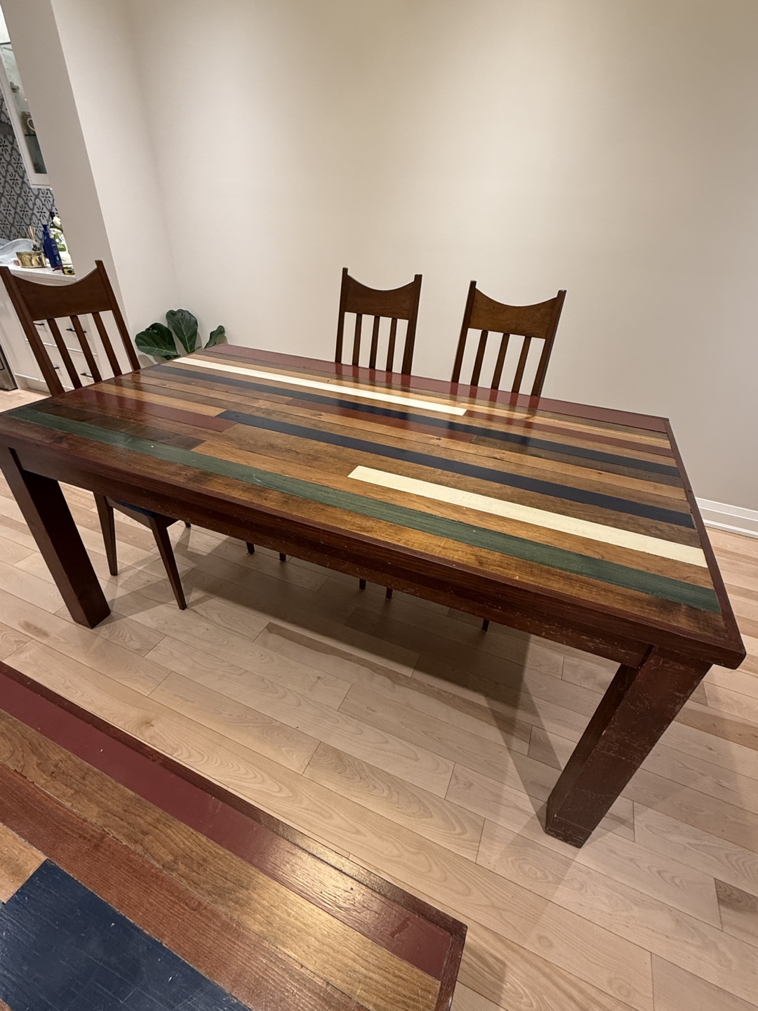 Rustic Farmhouse Dining Table Set with Bench - photo 3