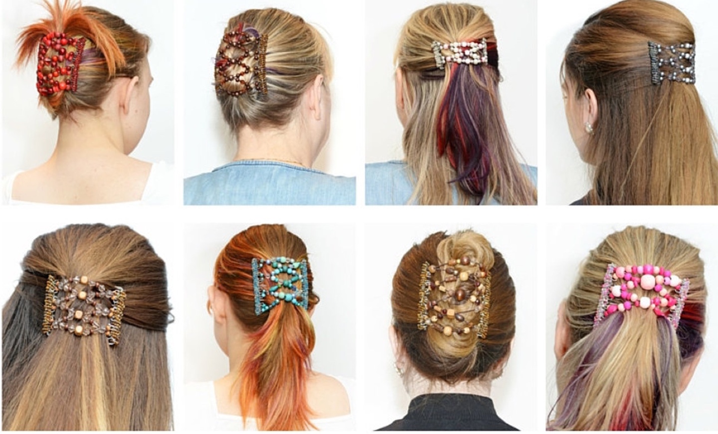 Beaded Hair Clip - Blue, White & Silver - photo 5