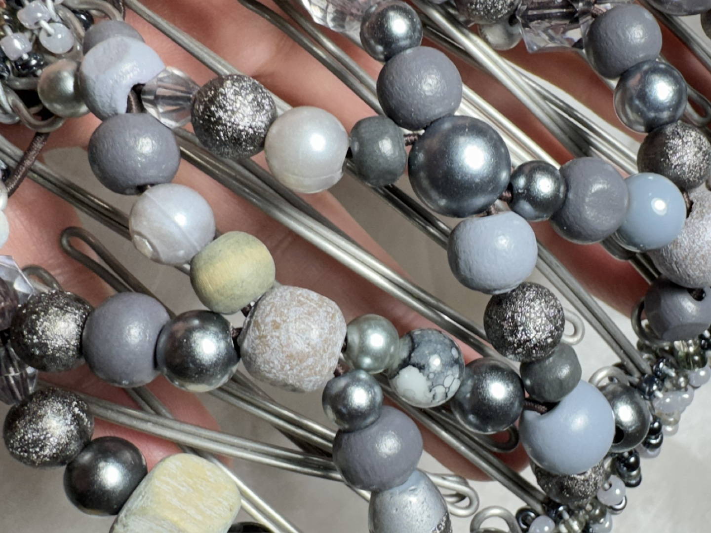 Hand made Beaded Silver Hair Clip AAA QUALITY - photo 4
