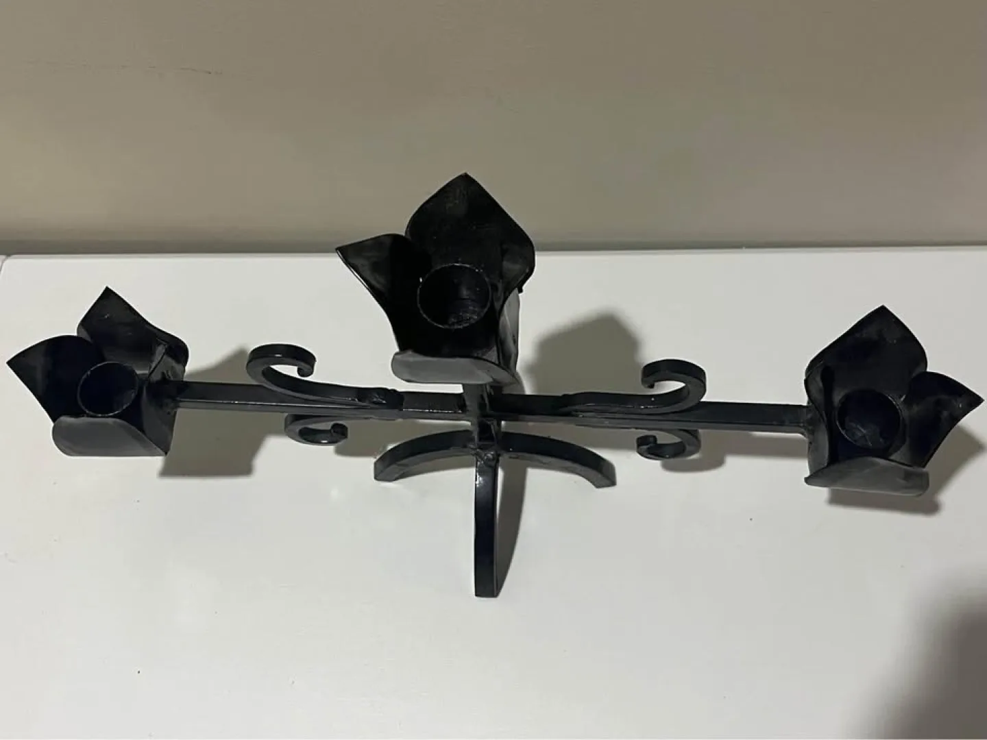 Pair of Vintage Black Metal Candle Holders image indicator(3)