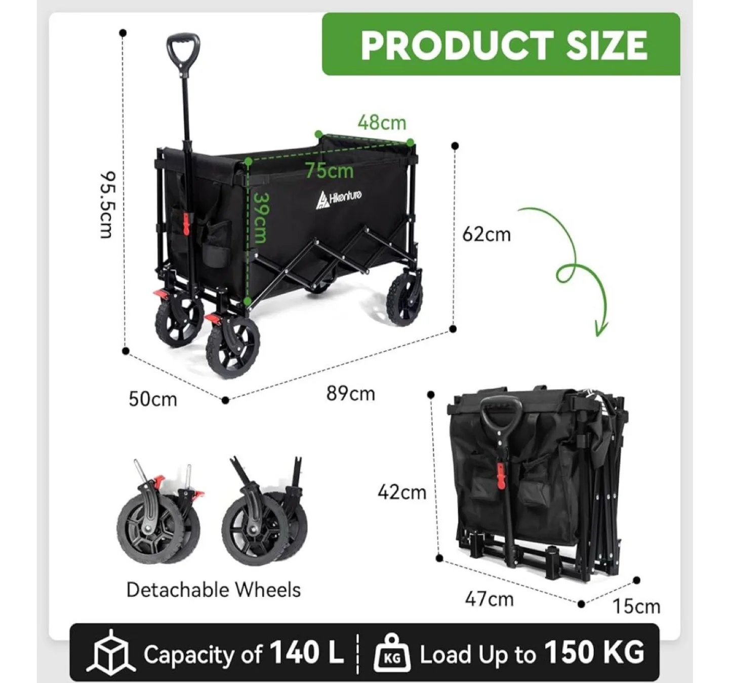 Hikenture Foldable Utility Wagon Cart image indicator(3)