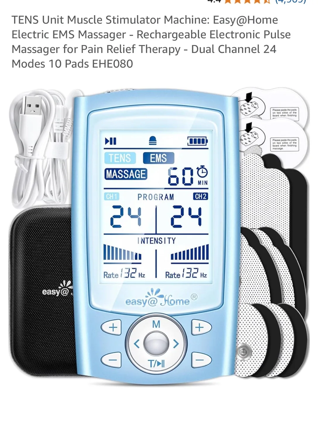New, open box, Easy@Home Electric EMS Massager TENS unit thumbnail