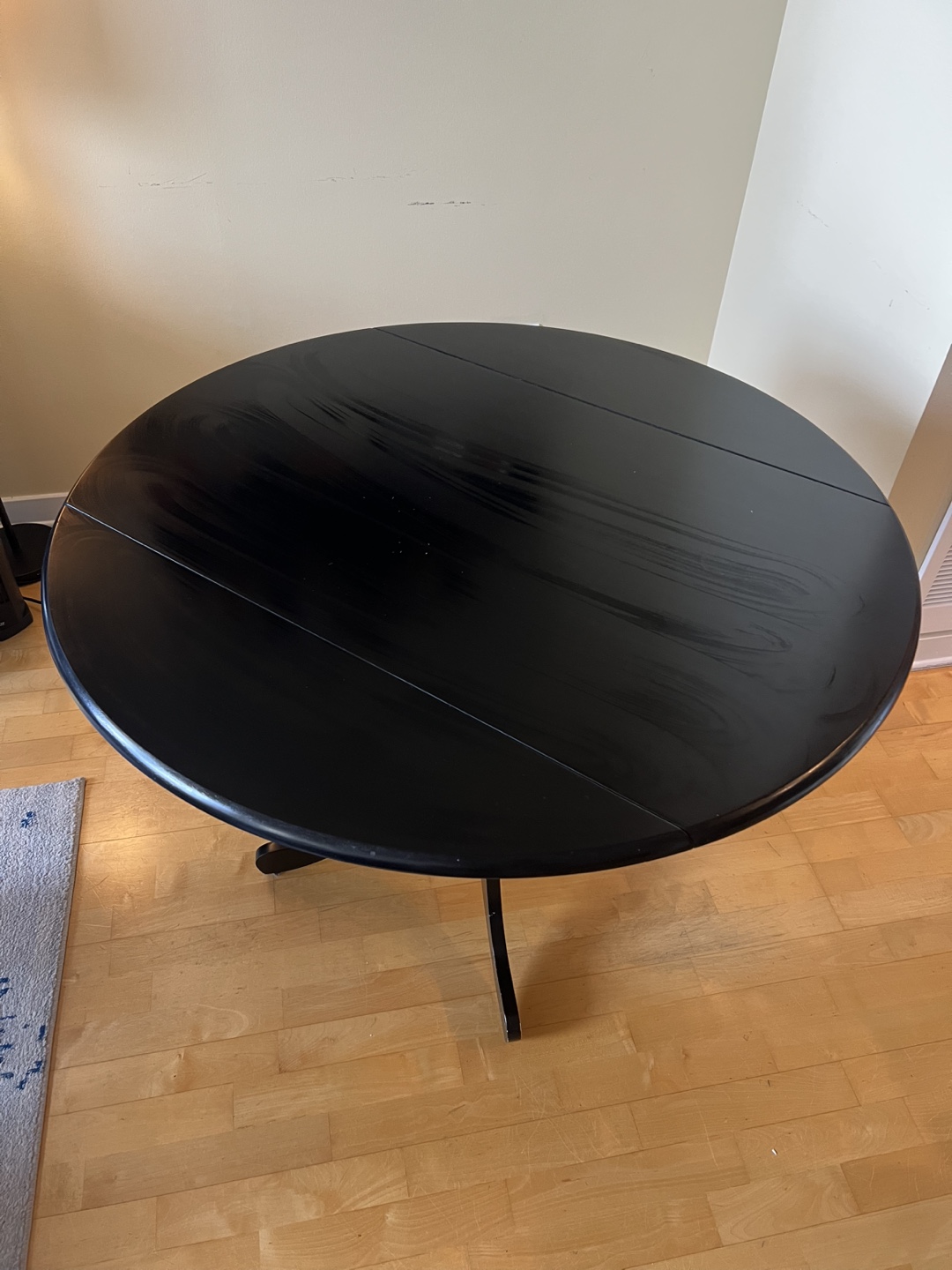 Black Wood Round Drop Leaf Table