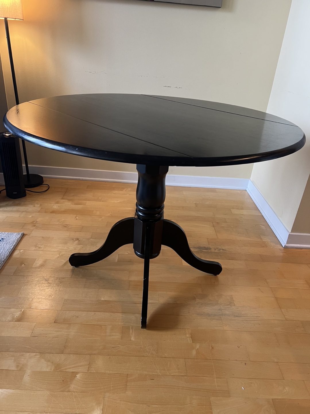 Black Wood Round Drop Leaf Table - photo 2